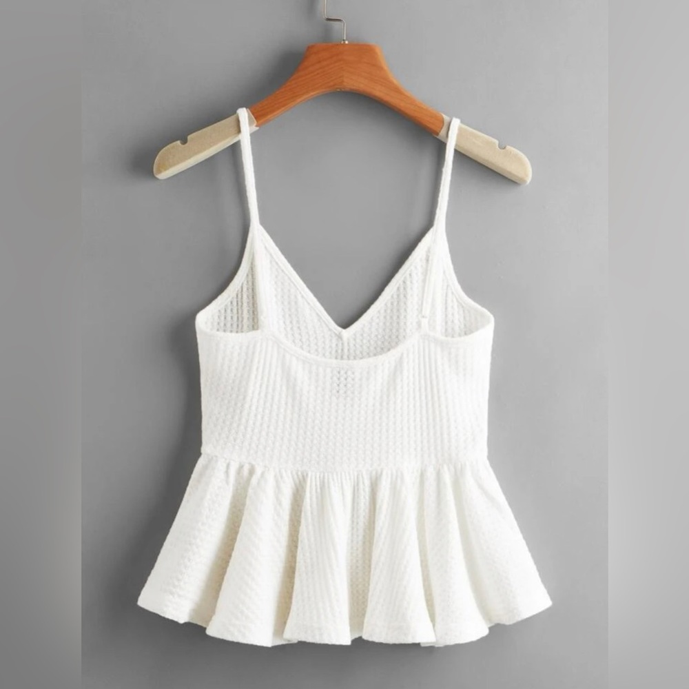 NWOT Waffle Knit Ruffle Hem Cami Top - Picture 2 of 4
